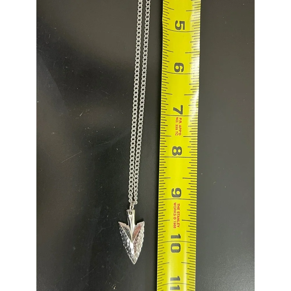 Park Lane Mens Silver Tone Arrowhead Pendant Necklace Textured Curb Chain 18 In